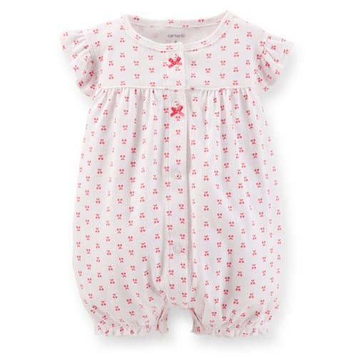 Cherry Snap-Up Cotton Romper