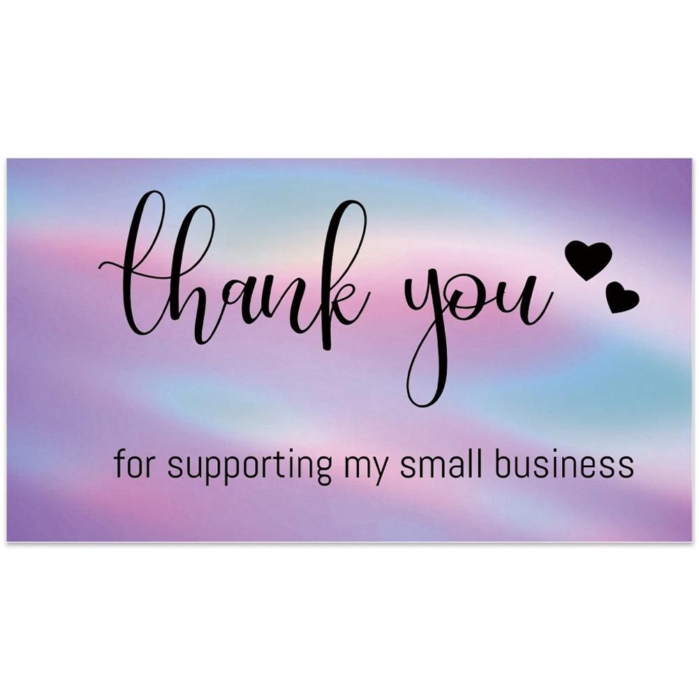 50 Pcs Thank You for Supporting My Business Commercial Decorative Card 2X3.5 Inch/5X9cm Gift Tag Thank You Card(Type D)