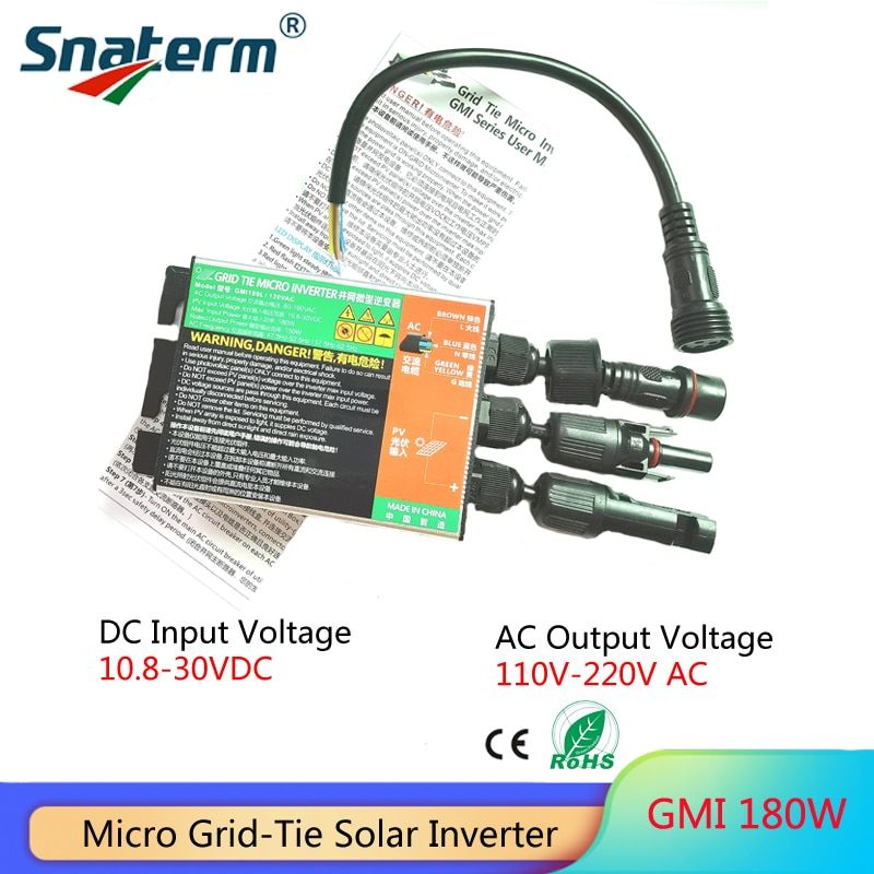 Est 120W 150W 180W MPPT Solar Grid Tie Inverter AC110V-230V 50HZ/60HZ Solar Panel Voltage Vmp16-21V; Voc20-24V
