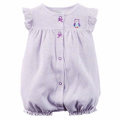 Owl Print Romper For Girls - Purple