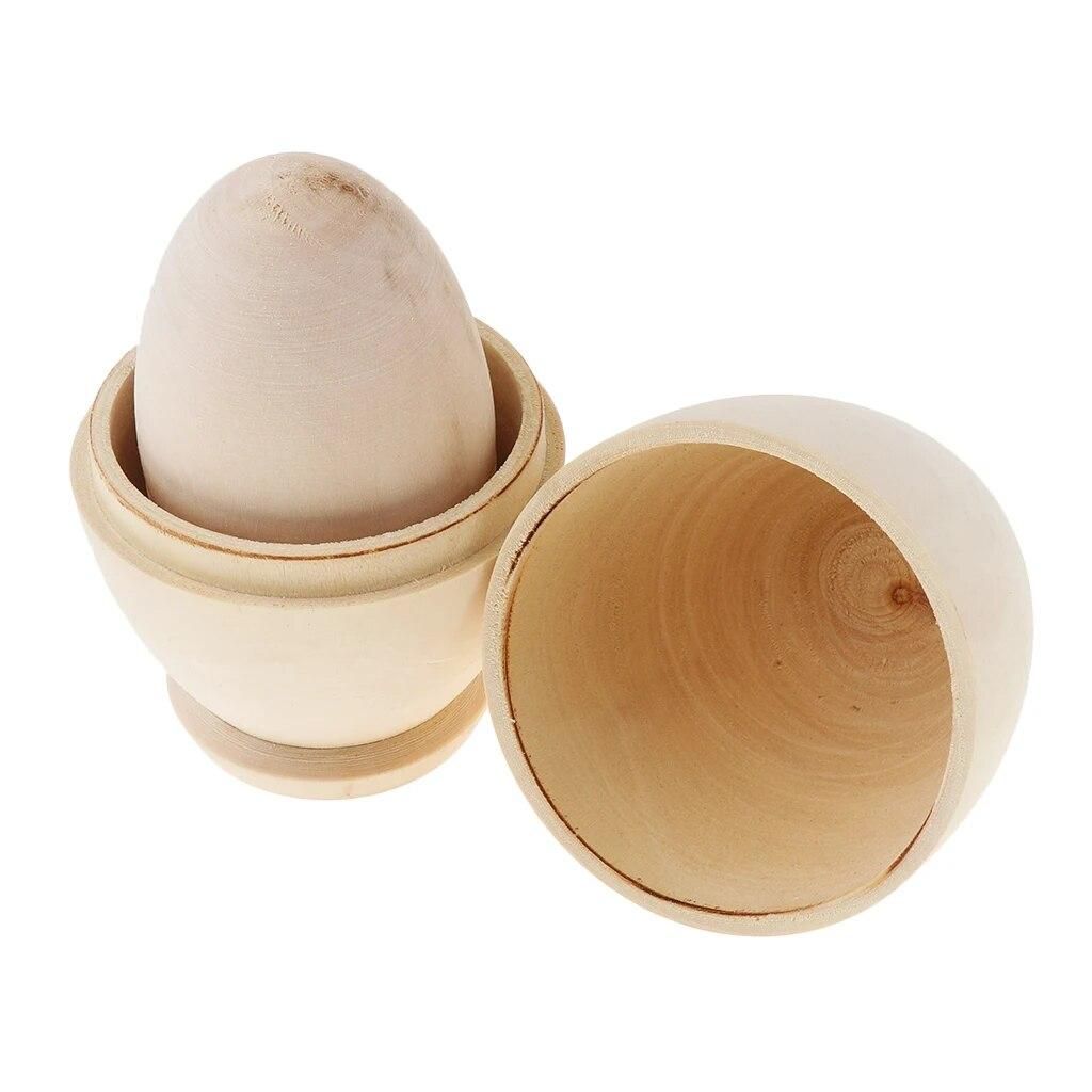 Set of 5 Unpainted Blank Wooden Nesting Dolls (Egg Shaped), DIY Matryoshka Babushka Dolls, 4.53 Inches