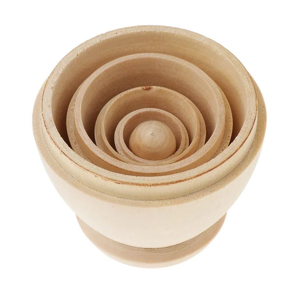 Set of 5 Unpainted Blank Wooden Nesting Dolls (Egg Shaped), DIY Matryoshka Babushka Dolls, 4.53 Inches