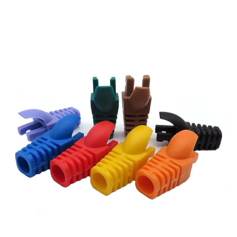 RJ-45 CAT6 CAT5e Adapter Cap Ethernet Network Cable Connector Plugs RJ45 Caps Cat 5 CAT6 Protective Sleeve Multicolour