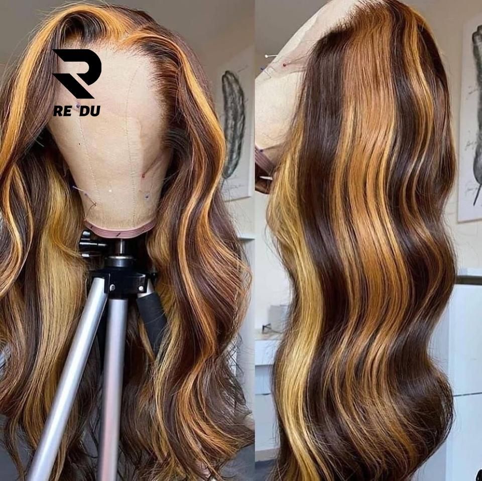 Blonde HD Full Hair Wig with Transparent Frontal for Black Highlighted Women