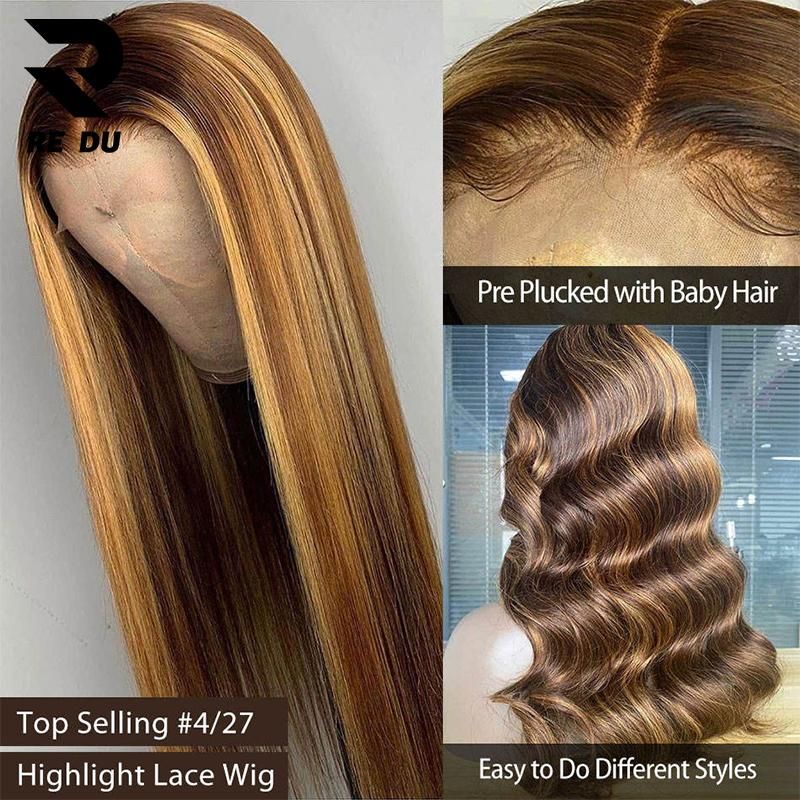 Blonde HD Full Hair Wig with Transparent Frontal for Black Highlighted Women