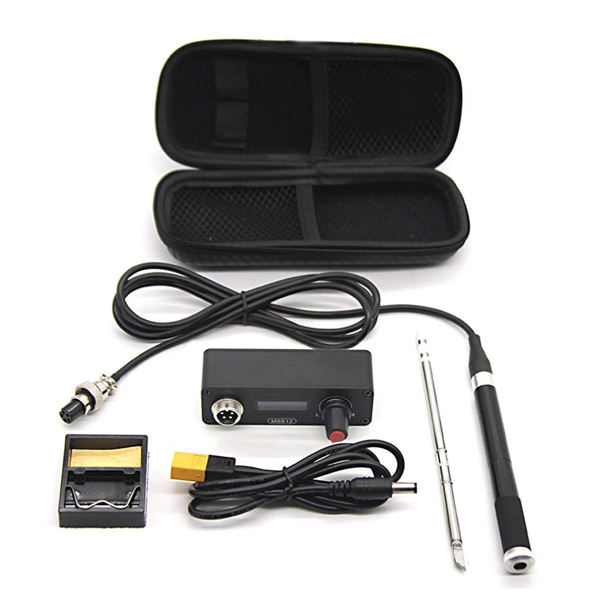 MSS12 Mini OLED Soldering Station Portable Electric Solder Iron with Zipper Case Compatible with T12 Supports PD3.0/3S-6S/12V-25V Power Supply