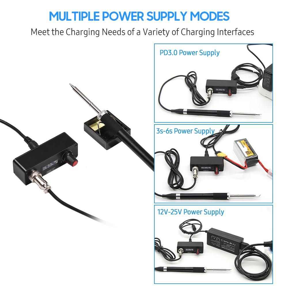 MSS12 Mini OLED Soldering Station Portable Electric Solder Iron with Zipper Case Compatible with T12 Supports PD3.0/3S-6S/12V-25V Power Supply