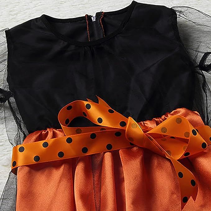 Cute Children Halloween Orange Witch Costume For Girls
