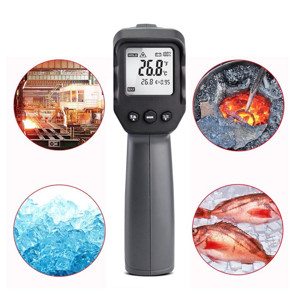 -50~1600 Degree Handheld Pyrometer Digital Infrared Tometer