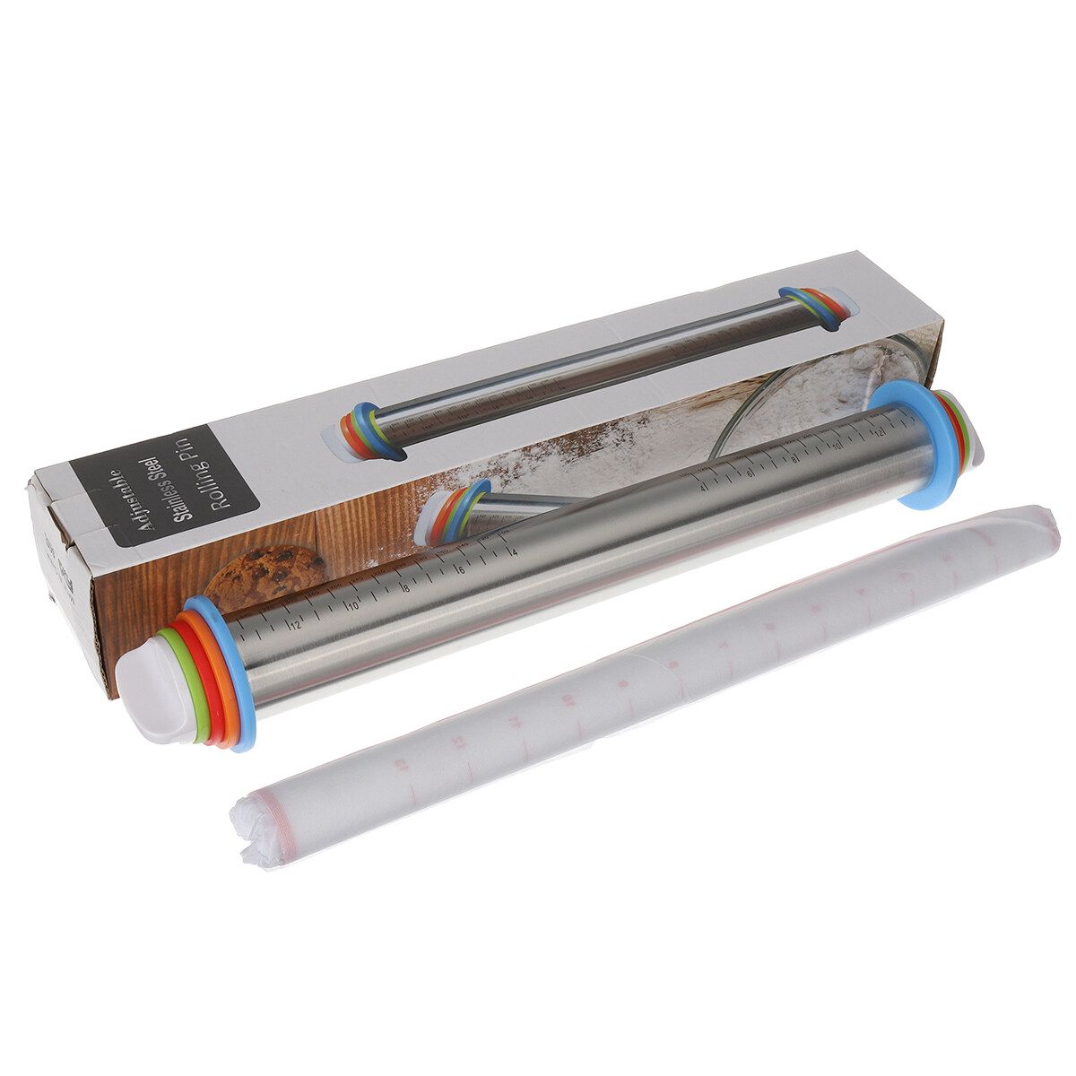 Stainless Steel Adjustable Rolling Pin Thickness Ring Non Stick French Style