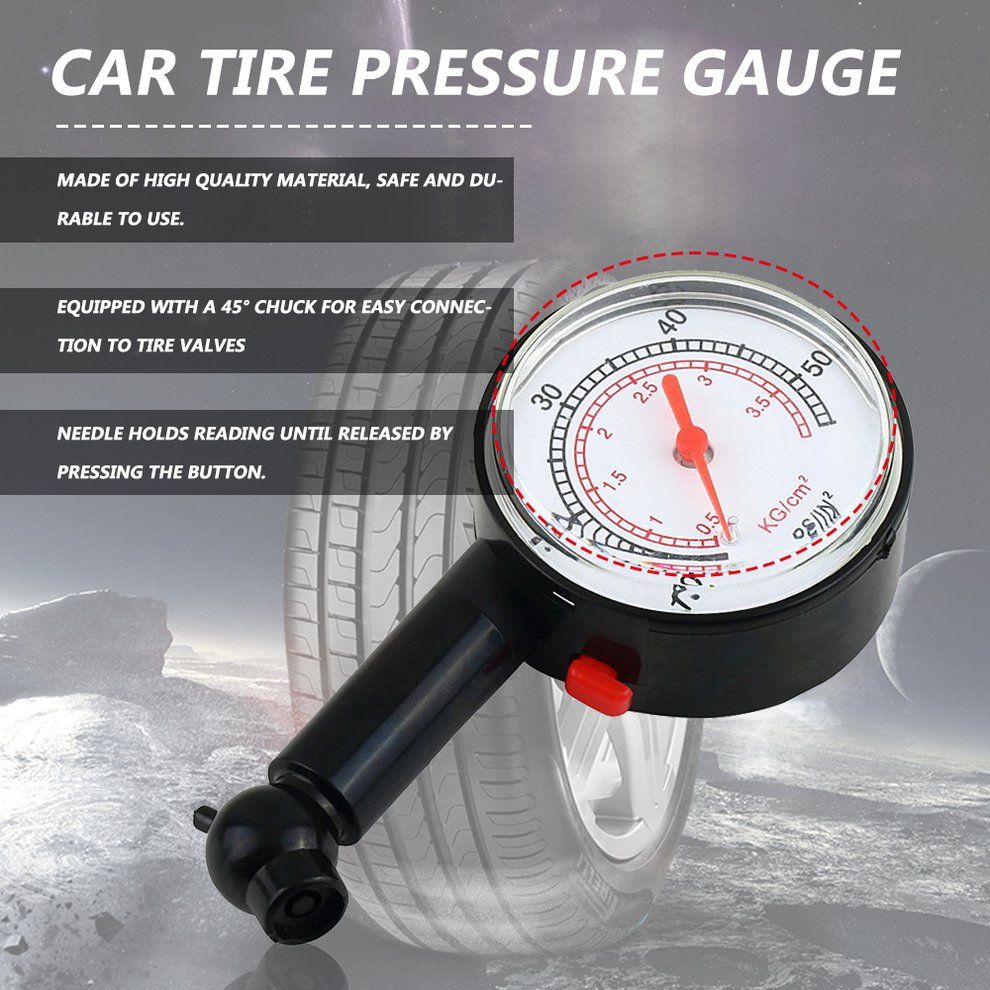 Car Vehicle Motorcycle Bicycle Dial Tire   Meter Pressure Tyre Measure-Black
