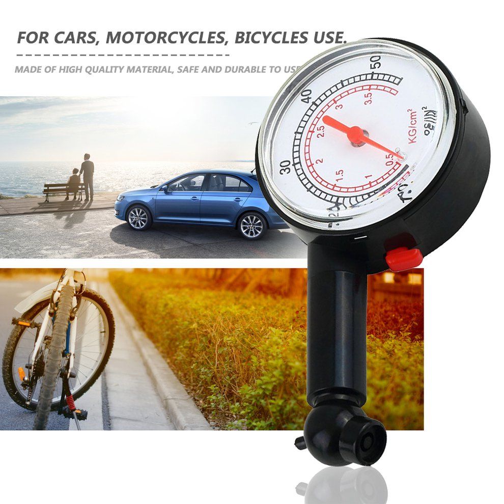 Car Vehicle Motorcycle Bicycle Dial Tire   Meter Pressure Tyre Measure-Black