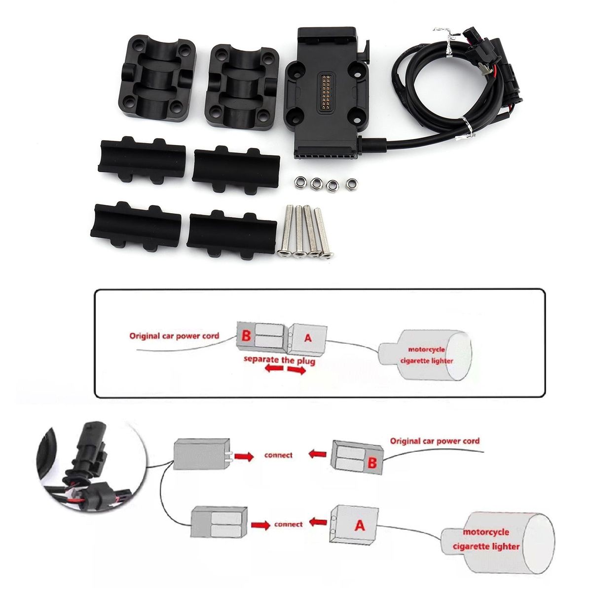 Universal Power Base, Phone Navigation Bracket Power Supply Wireless Charing 12mm/22mm Roll Bar Base Replacement For BMW R1250GS ADV R1200GS S1000XR
