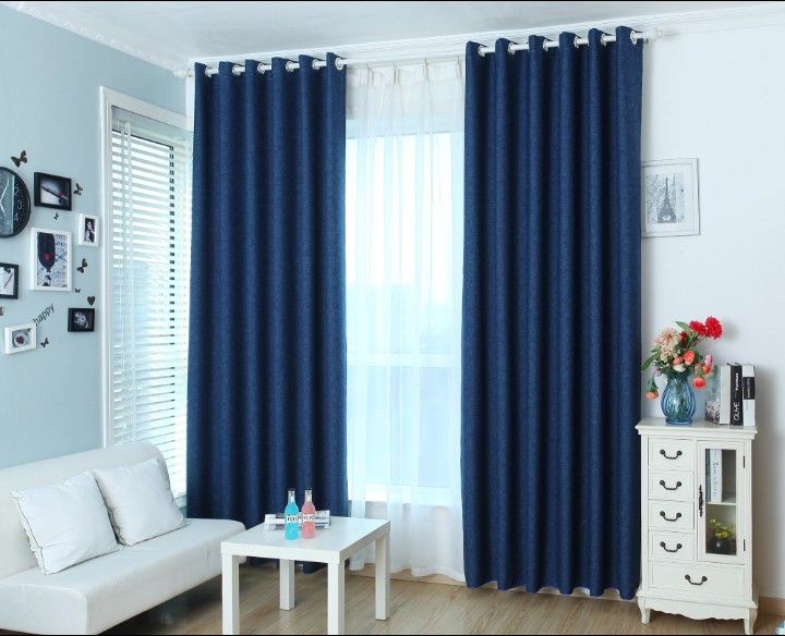 High Quality 7.5ft. By 7.5ft.Plain Blue Curtain With Rings