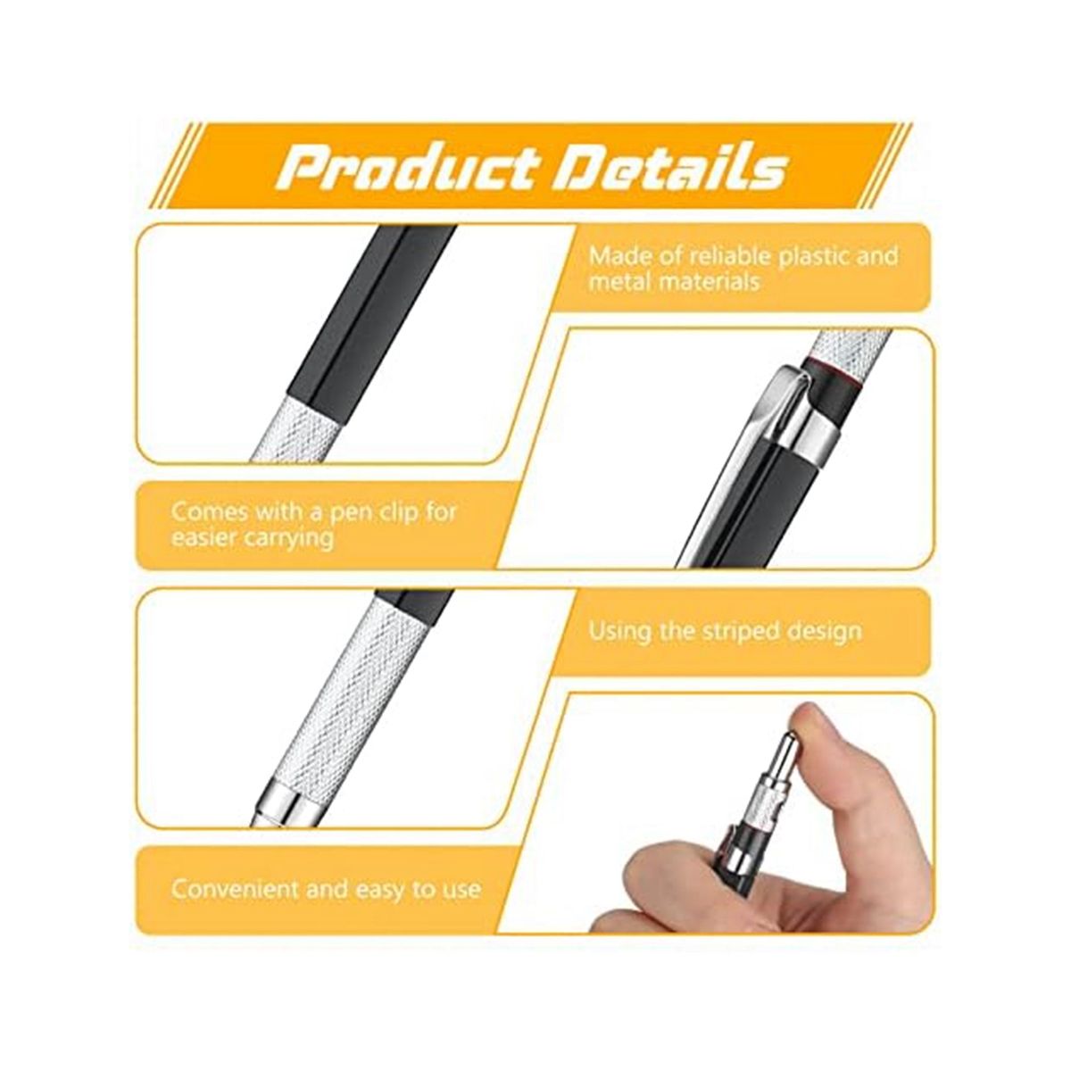 12 Pcs Welders Pencil with 6 Boxes Round Refills Mechanical Pencils Metal Markers for Steel Welding Pen for Tube Pipe