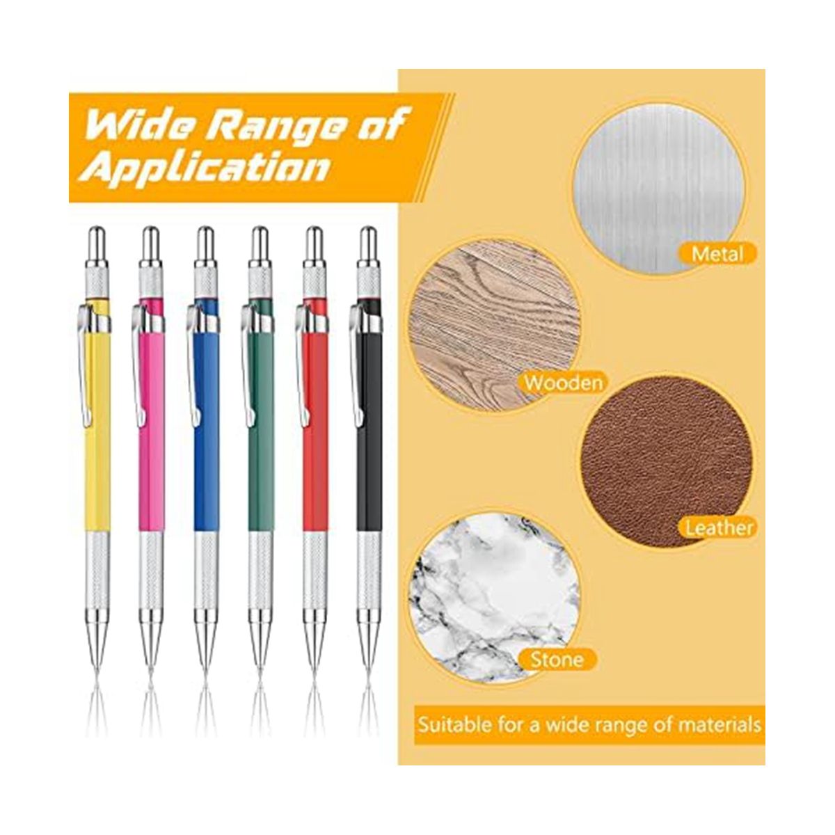 12 Pcs Welders Pencil with 6 Boxes Round Refills Mechanical Pencils Metal Markers for Steel Welding Pen for Tube Pipe