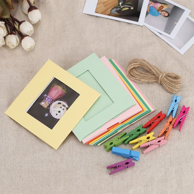 3" Photo Picture Wall Hang Frame Clip Clamp String Rope 3-