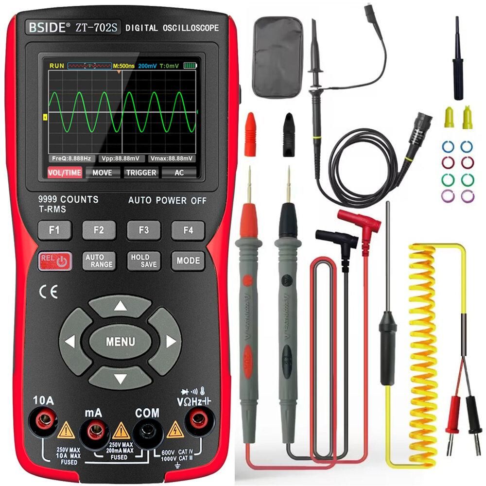 BSIDE ZT702S Digital Multimeter Auto True RMS Tranistor Probe Multimetro Meter 48M/S 10MHZ PC Waveform Data Storage Oscilloscope