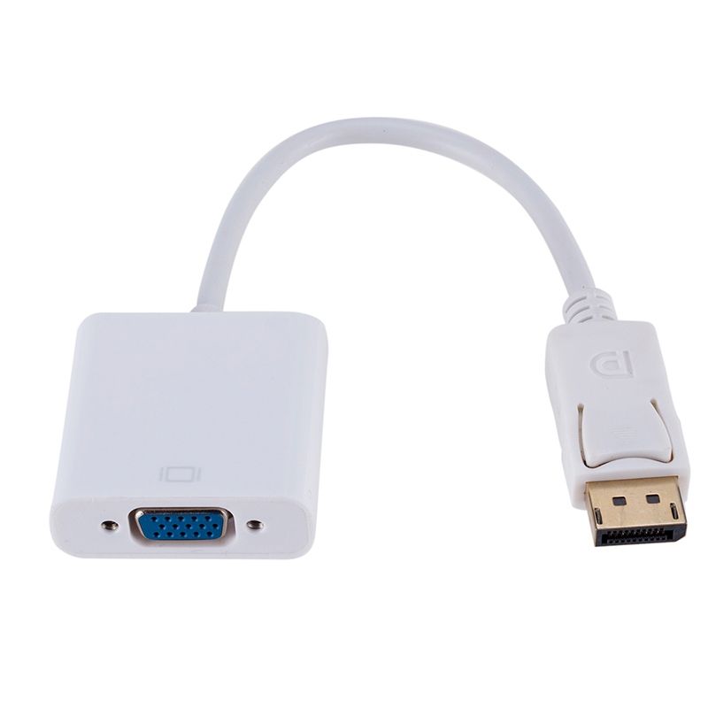 Display Port Male To VGA Female Converter, Length: 20cm(White)