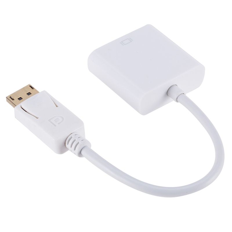 Display Port Male To VGA Female Converter, Length: 20cm(White)