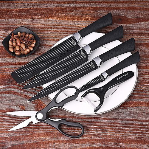 6pcs Of Set Of Kitchen Knives With Peeler And Scissors