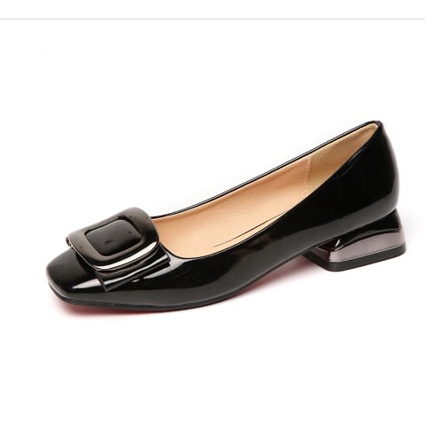 Flat Patent Square Heel Shoe