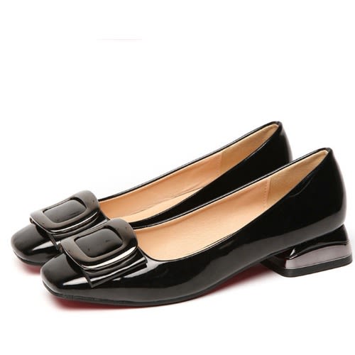 Flat Patent Square Heel Shoe