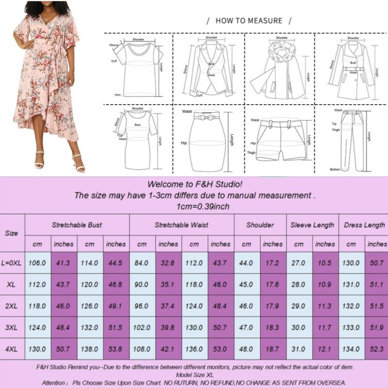 3351 Irregular Plus Size V Neck Dress With Pockets Pink