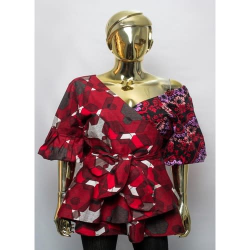 Asymmetric Wrap Peplum Top