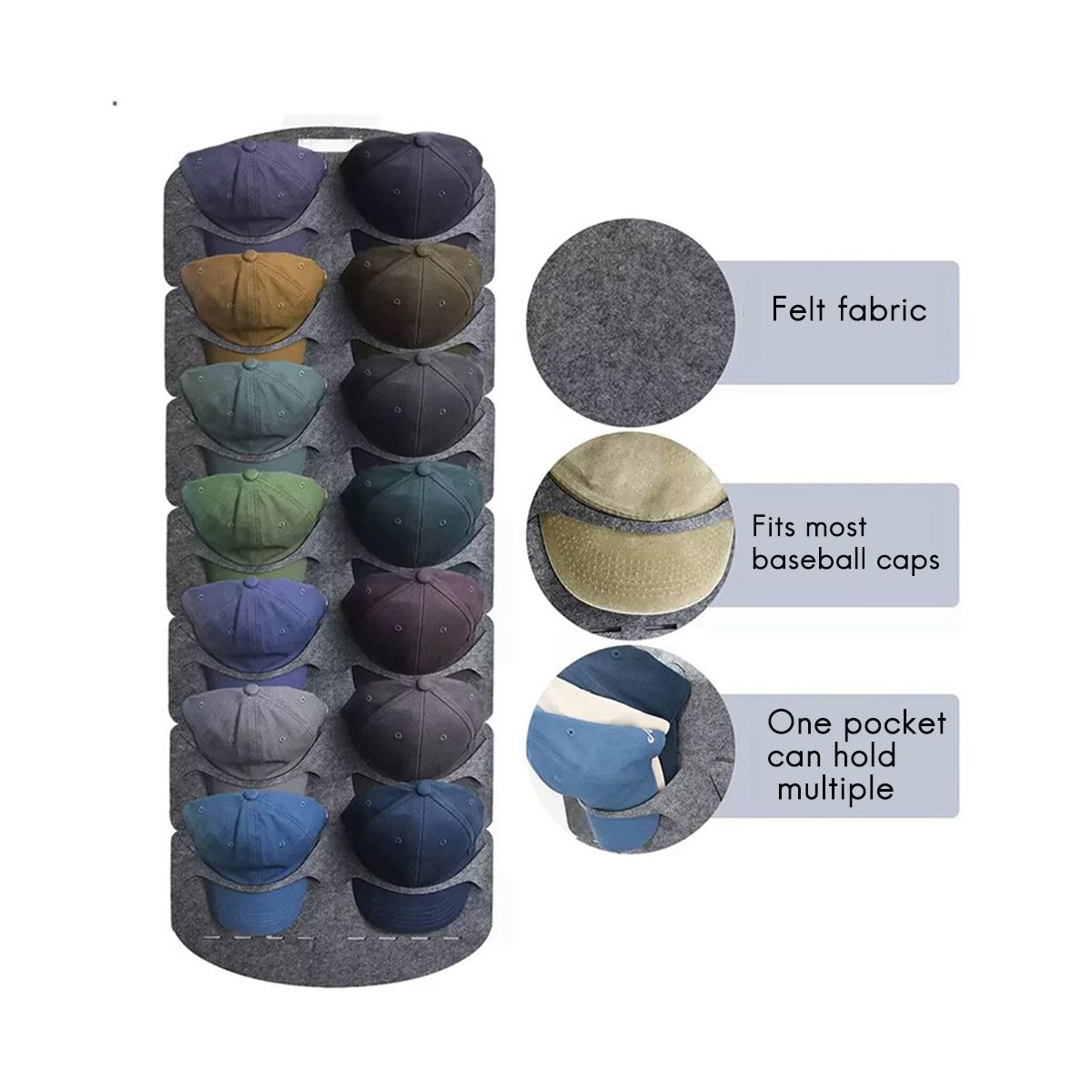 Felt Hat Storage Rack Cap Holder Wall Bag Clip Travel Cap
