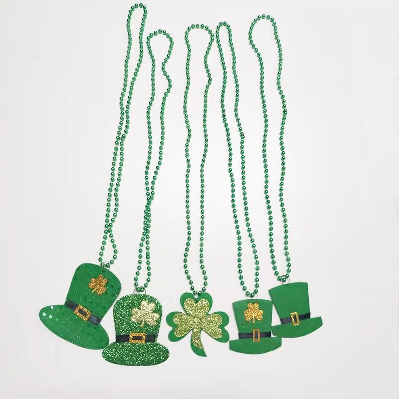New Irish Festival Bowknot Headband St. Patrick's Day Green Small Hat Headband Clover Necklace