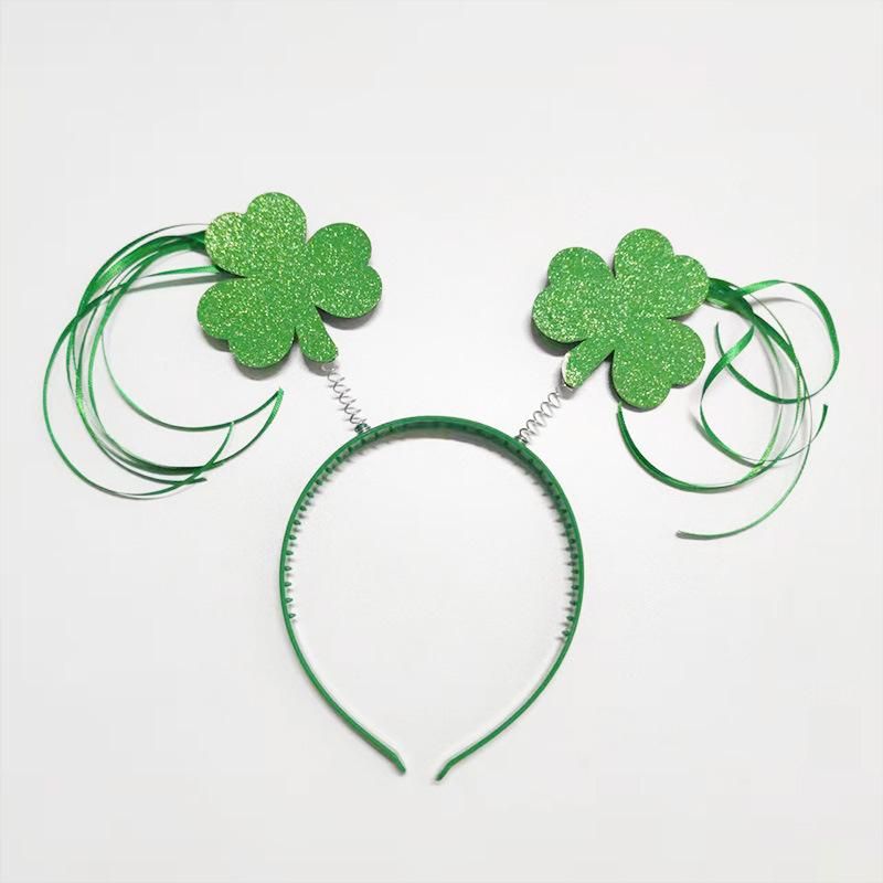 New Irish Festival Bowknot Headband St. Patrick's Day Green Small Hat Headband Clover Necklace