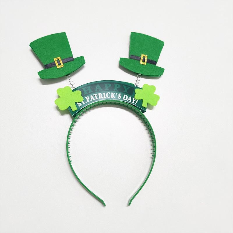 New Irish Festival Bowknot Headband St. Patrick's Day Green Small Hat Headband Clover Necklace
