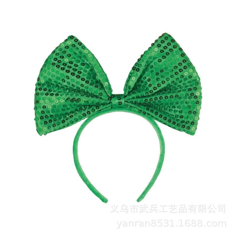 New Irish Festival Bowknot Headband St. Patrick's Day Green Small Hat Headband Clover Necklace