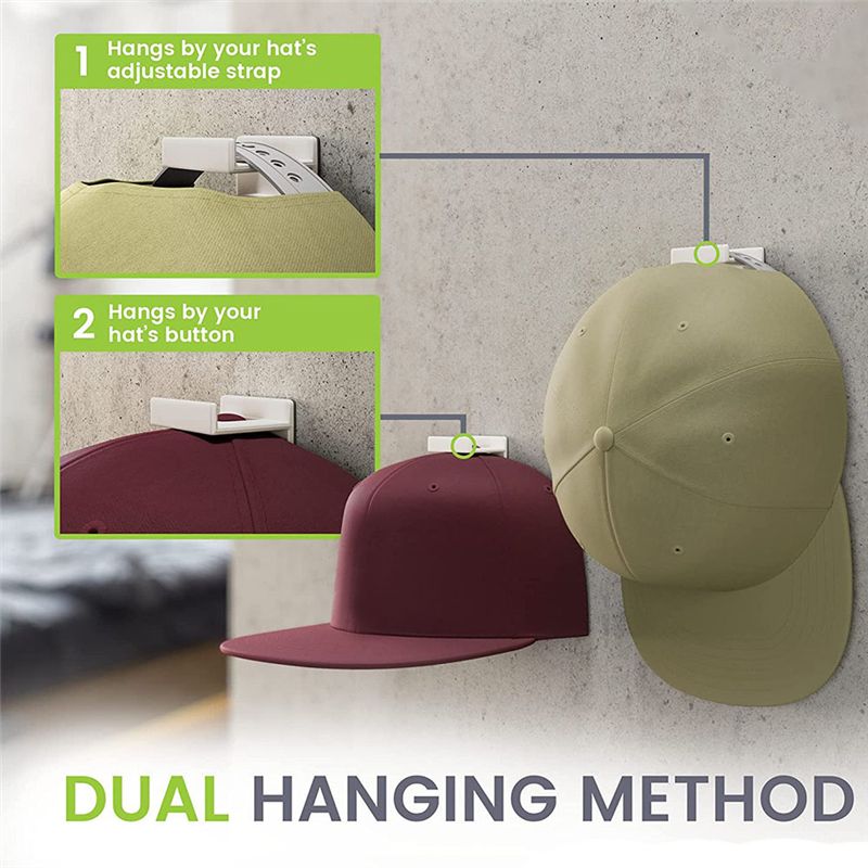 Adhesive Hat Rack Display Hooks for Wall & Door 12 Pack Baseball Cap Holder Closet & Storage Organizer White