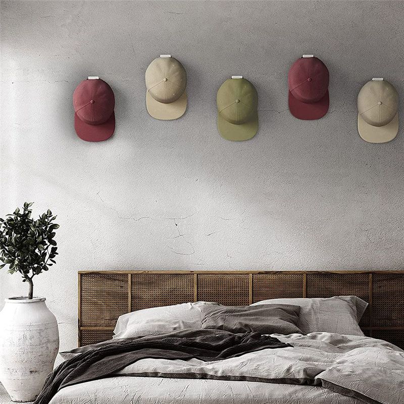 Adhesive Hat Rack Display Hooks for Wall & Door 12 Pack Baseball Cap Holder Closet & Storage Organizer White