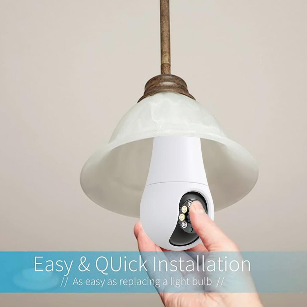 WiFi 360 Panoramic Bulb Camera 1080P Security Camera with 2.4&5GHZ WiFi 360 Degree Panoramic viewing Wireless Home Surveillance Camera Night Vision Two Way Audio Smart Motion Detection