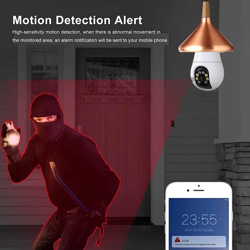 WiFi 360 Panoramic Bulb Camera 1080P Security Camera with 2.4&5GHZ WiFi 360 Degree Panoramic viewing Wireless Home Surveillance Camera Night Vision Two Way Audio Smart Motion Detection