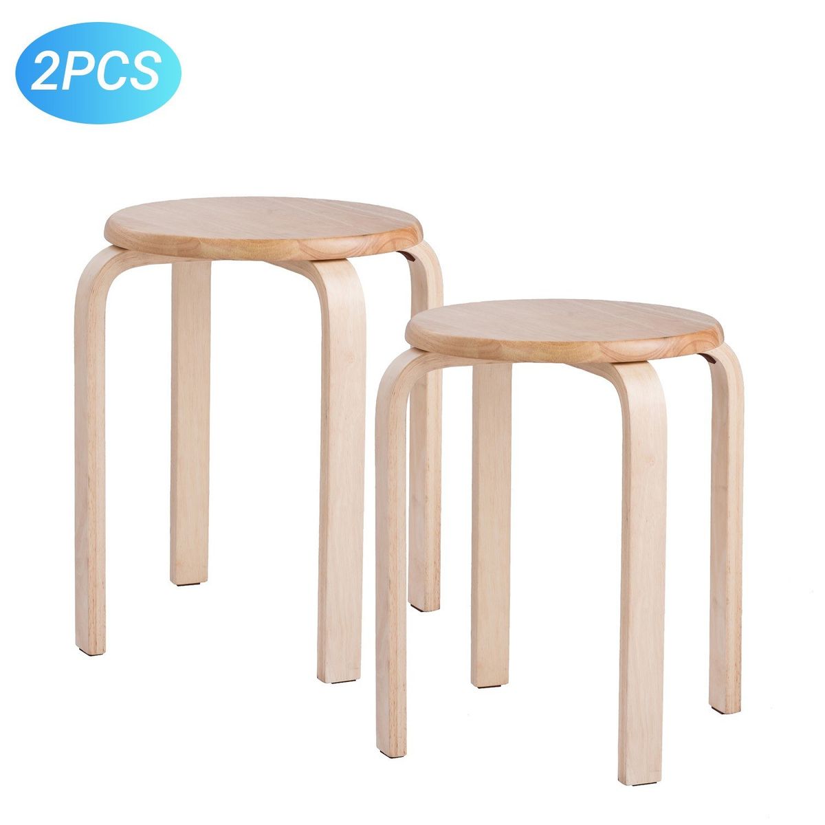 Modern K/D Rubber Wooden Stools Practical Round Stacking