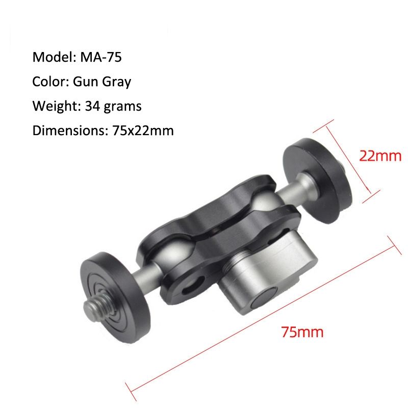 MA-75 Gun Gray YJ Magic Arm Bracket Mount 1/4 Inch Ball Head Magic Arm