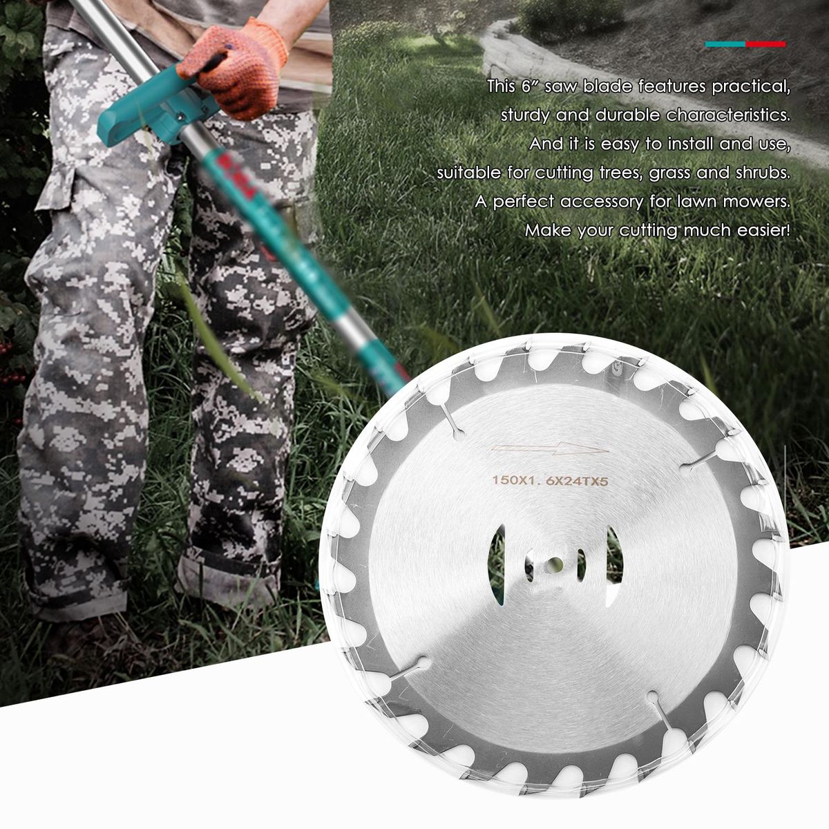 6 Inch 150mm 24 Teeth Lawn Mower Circular Metal Saw Blade Round Saw Cutter Electric Weeder Accessory