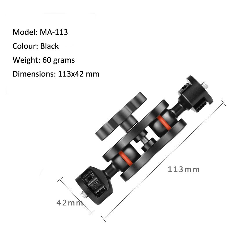 MA-113 Black YJ Magic Arm Bracket Mount 1/4 Inch Ball Head Magic Arm
