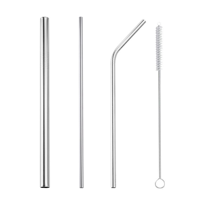 4Pcs/set Stainless Steel Drink Straws Reusable