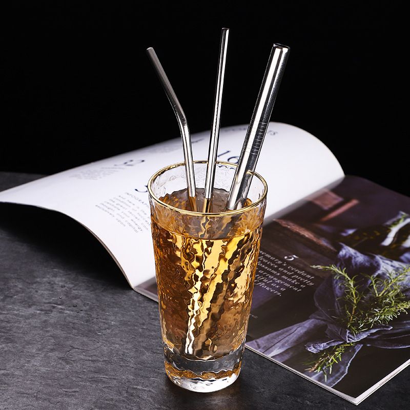 4Pcs/set Stainless Steel Drink Straws Reusable