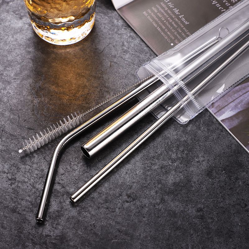 4Pcs/set Stainless Steel Drink Straws Reusable