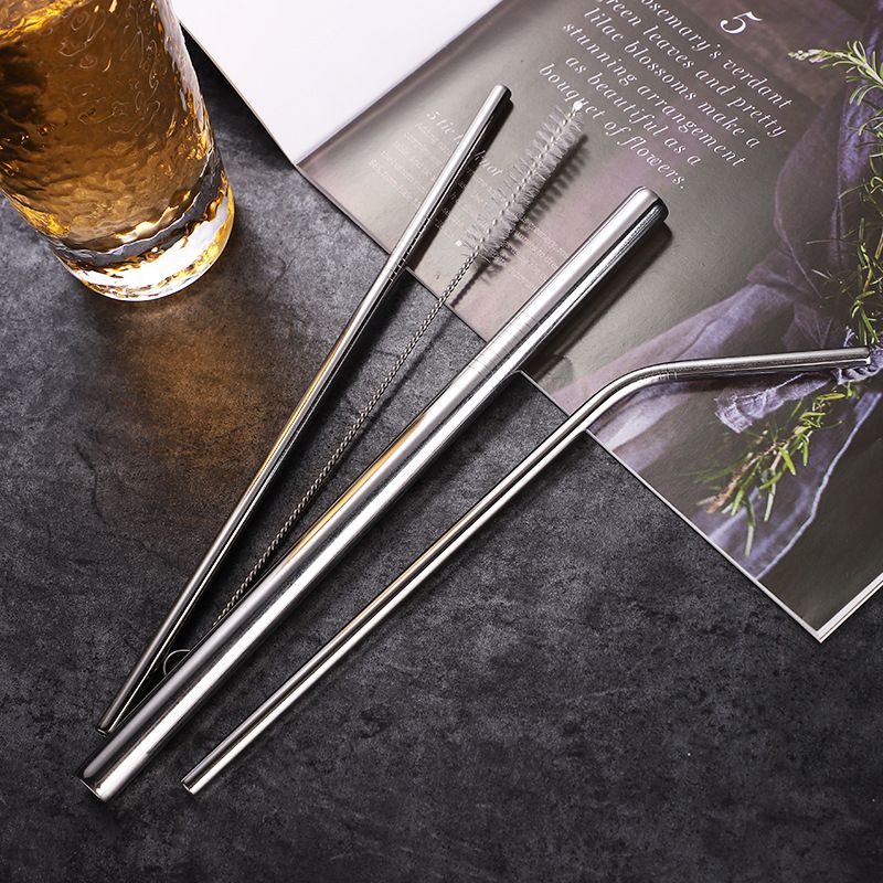 4Pcs/set Stainless Steel Drink Straws Reusable