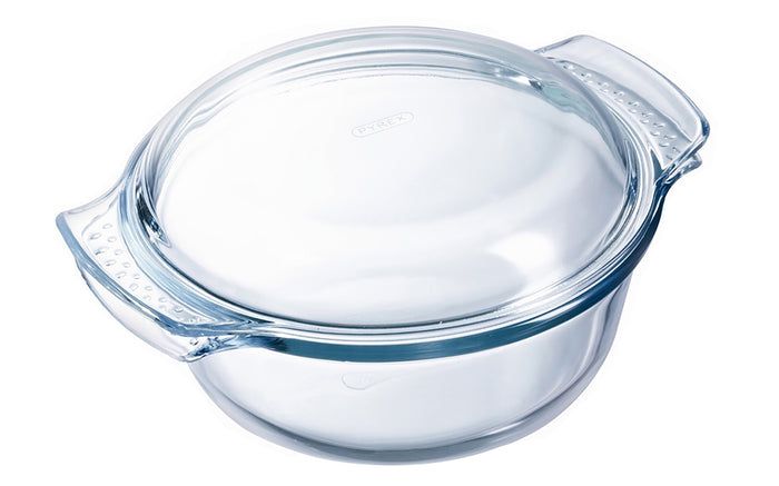 Classic Round Borosilicate Glass Casserole With Cover 4.9L