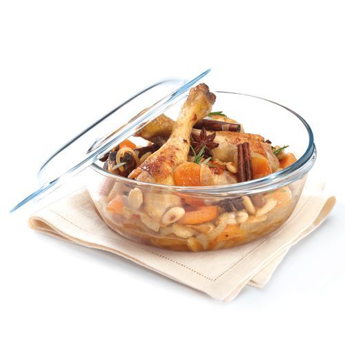Classic Round Borosilicate Glass Casserole With Cover 4.9L