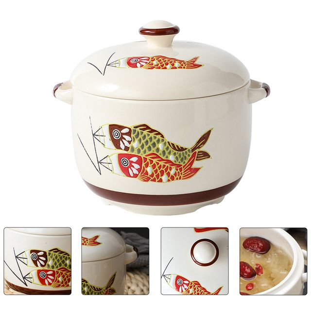 Cooking Stew Bowl Clay Casserole Steam Pots Cup Lid Bowls
