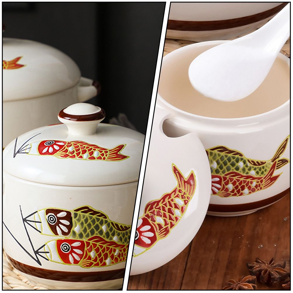 Cooking Stew Bowl Clay Casserole Steam Pots Cup Lid Bowls